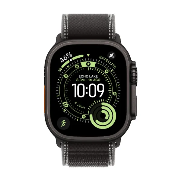 Apple Watch Series Ultra 3 49mm Black Titanium Case with Black/Charcoal Trail Loop M/L
